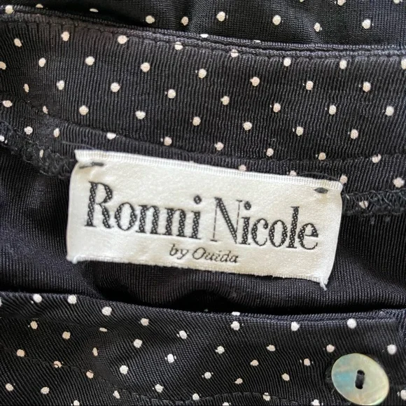 VINTAGE Ronni Nicole Black Polka Dot Crop Button Down Shirt - Picture 8 of 10